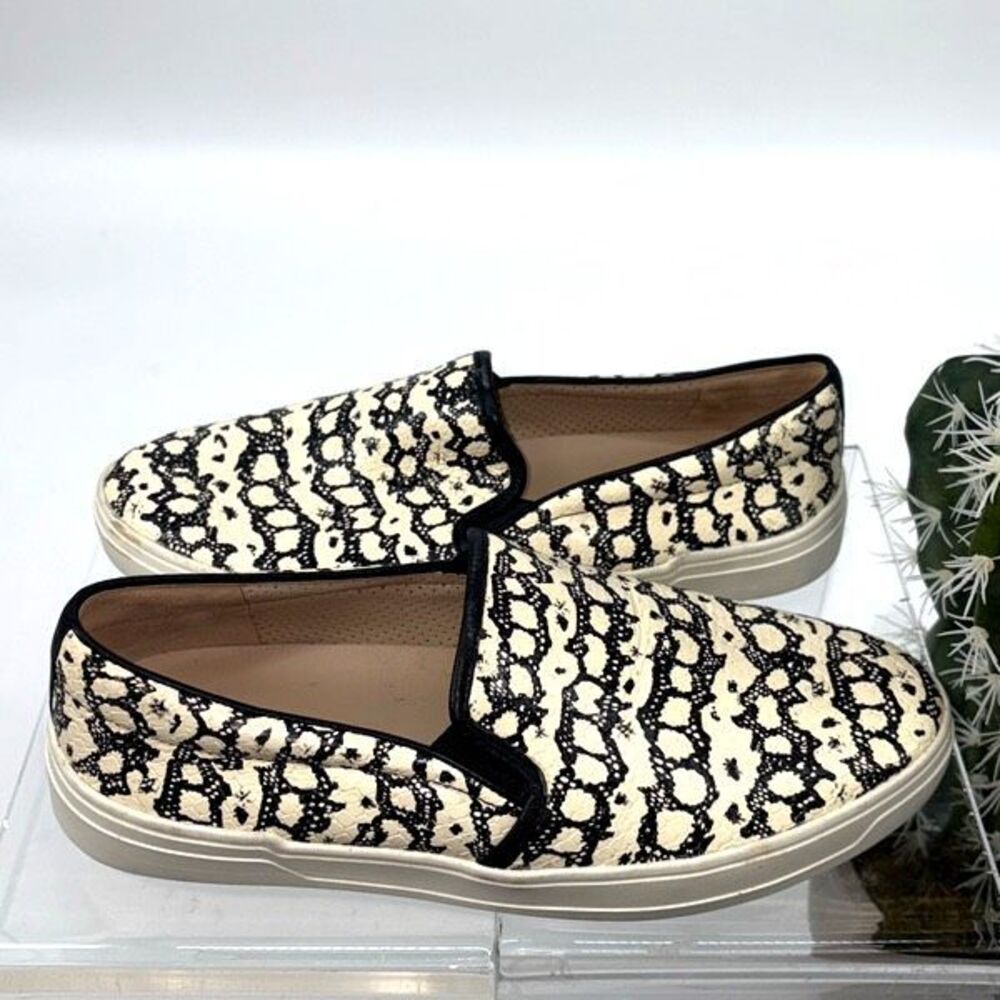 Via Spiga Galea Slip-On Casual Sneakers, Black Cream Snake Print Size 7